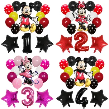 14pcs/lot Mickey Minnie Mouse, baloane cu Mickey Mouse Petrecerea de Ziua Decor Copil de Dus 30inch Numărul de Balon Polka Dot Globos